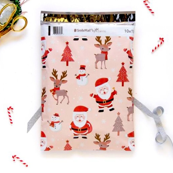 Christmas Santa & Reindeer Poly Mailers Holiday Shipping Bags Nwt - Picture 2 of 3